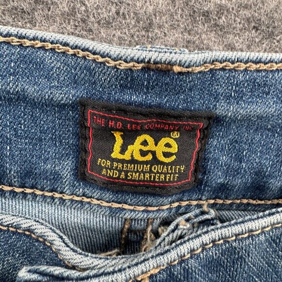 Lee Shorts Womens Plus Size 24W Denim Jean Bermuda Stretch Rolled 8" Inseam NEW - Picture 3 of 11